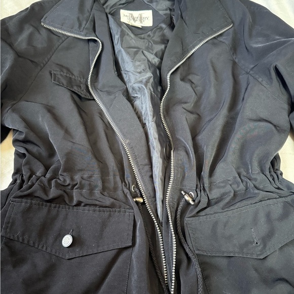 Vintage Mulberry Street Black Winter Jacket Size Large Drawstring Waist - Picture 3 of 7